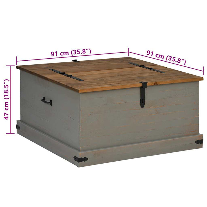 Coffre De Rangement Halden 91X91X47 Cm Bois Massif Pin