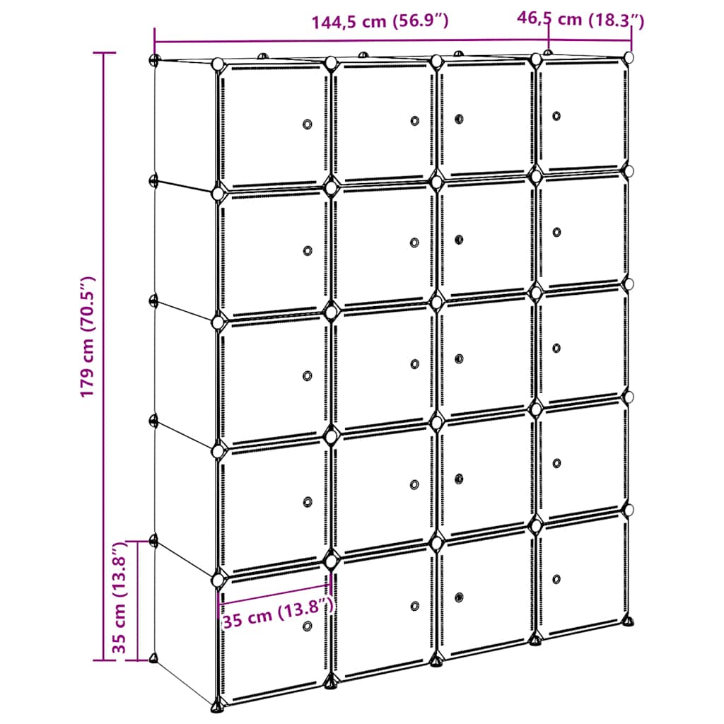 Cubes De Rangement 20 Pcs Avec Tiges De Suspension Pp
