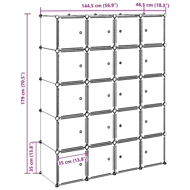 Cubes De Rangement 20 Pcs Avec Tiges De Suspension Pp