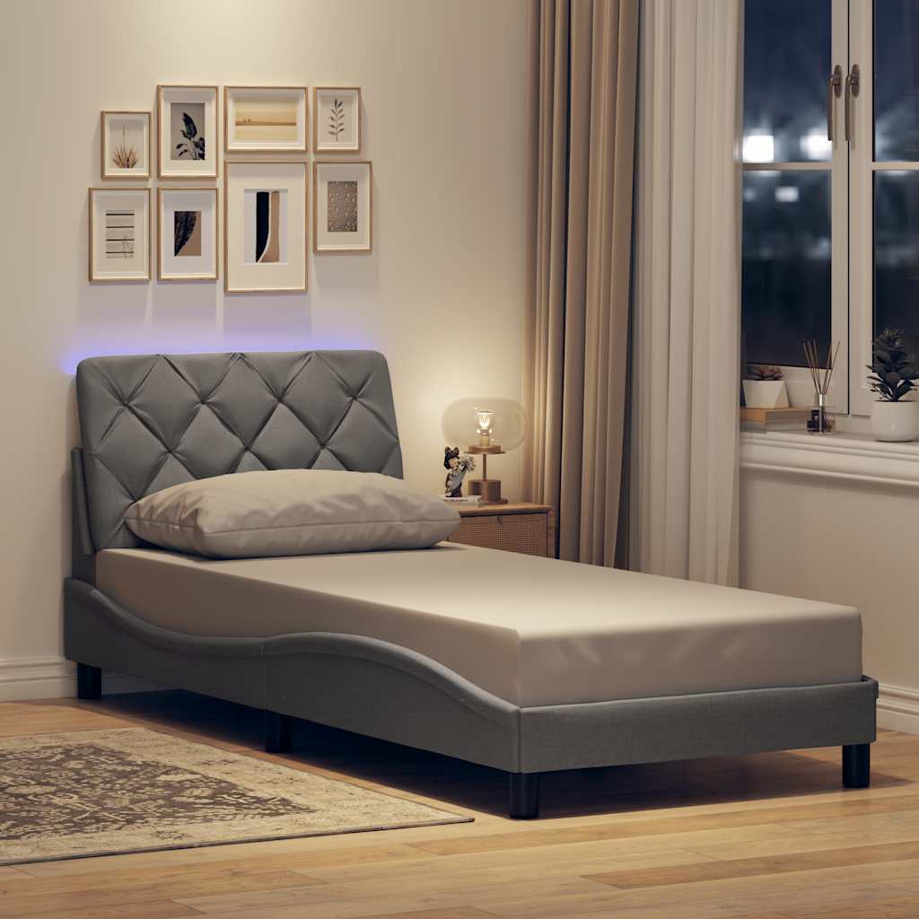 Cadre De Lit Avec Led Sans Matelas Tissu