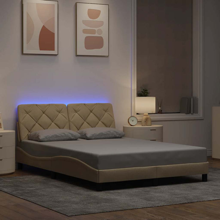 Cadre De Lit Avec Led Sans Matelas Tissu
