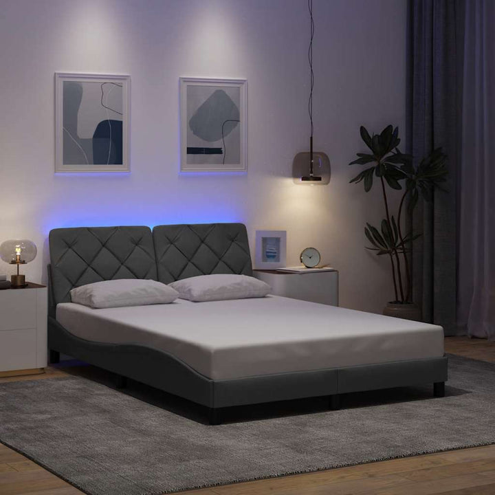 Cadre De Lit Avec Led Sans Matelas Tissu