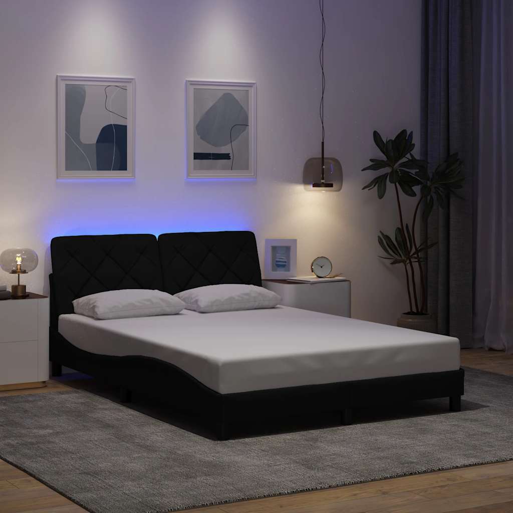 Cadre De Lit Avec Led Sans Matelas Tissu