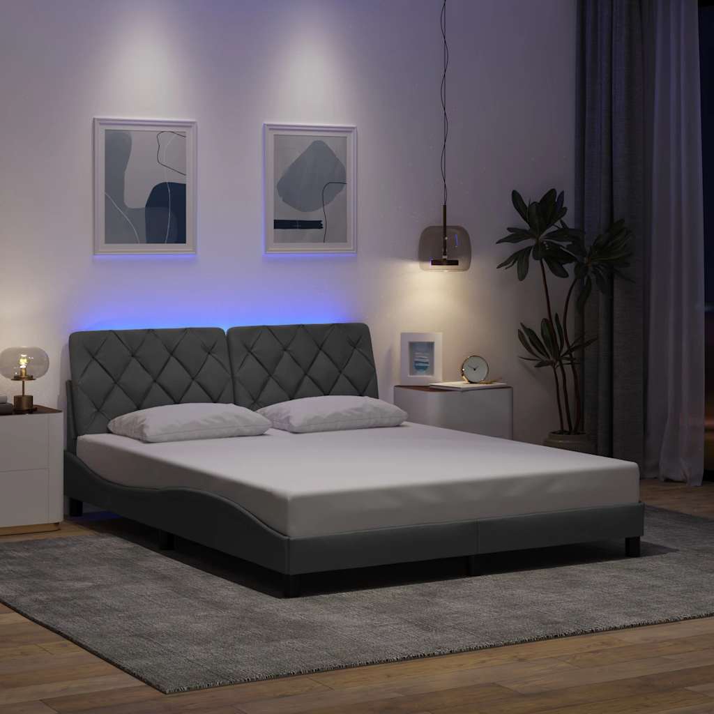 Cadre De Lit Avec Led Sans Matelas Tissu
