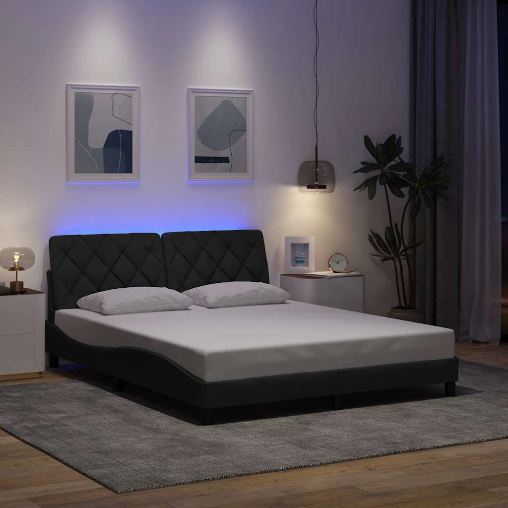 Cadre De Lit Avec Led Sans Matelas Tissu