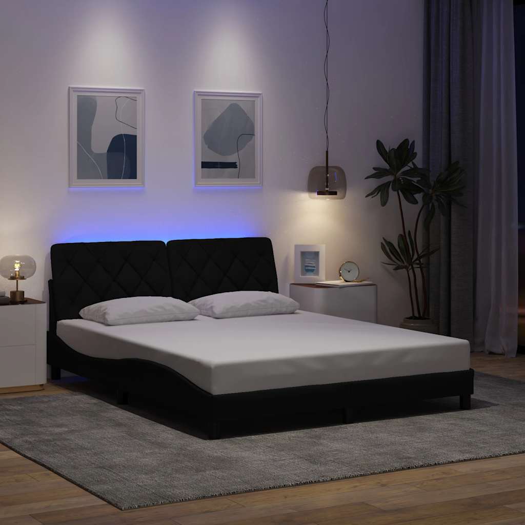 Cadre De Lit Avec Led Sans Matelas Tissu