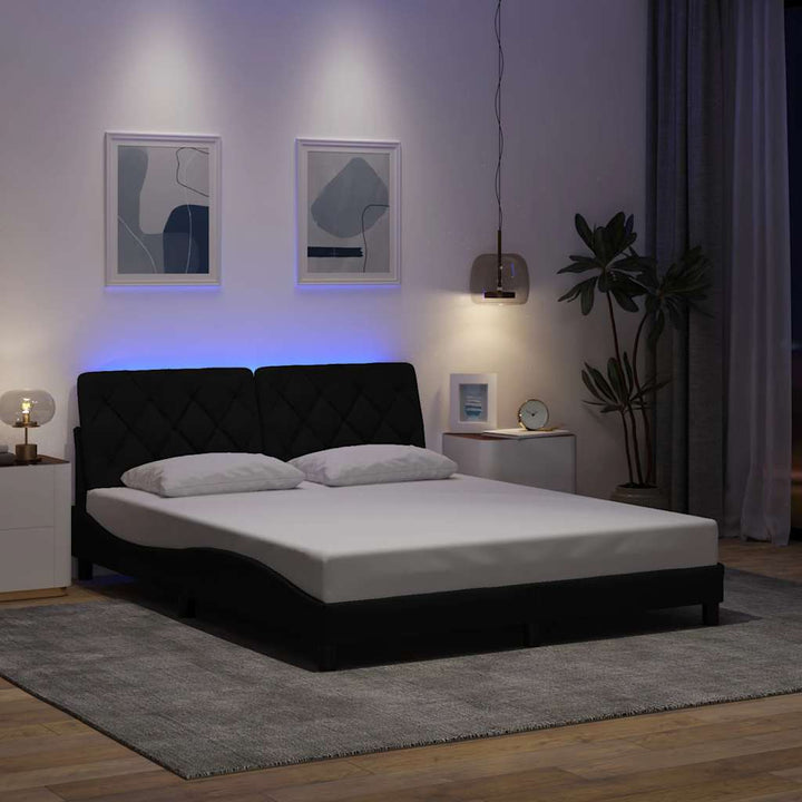 Cadre De Lit Avec Led Sans Matelas Tissu