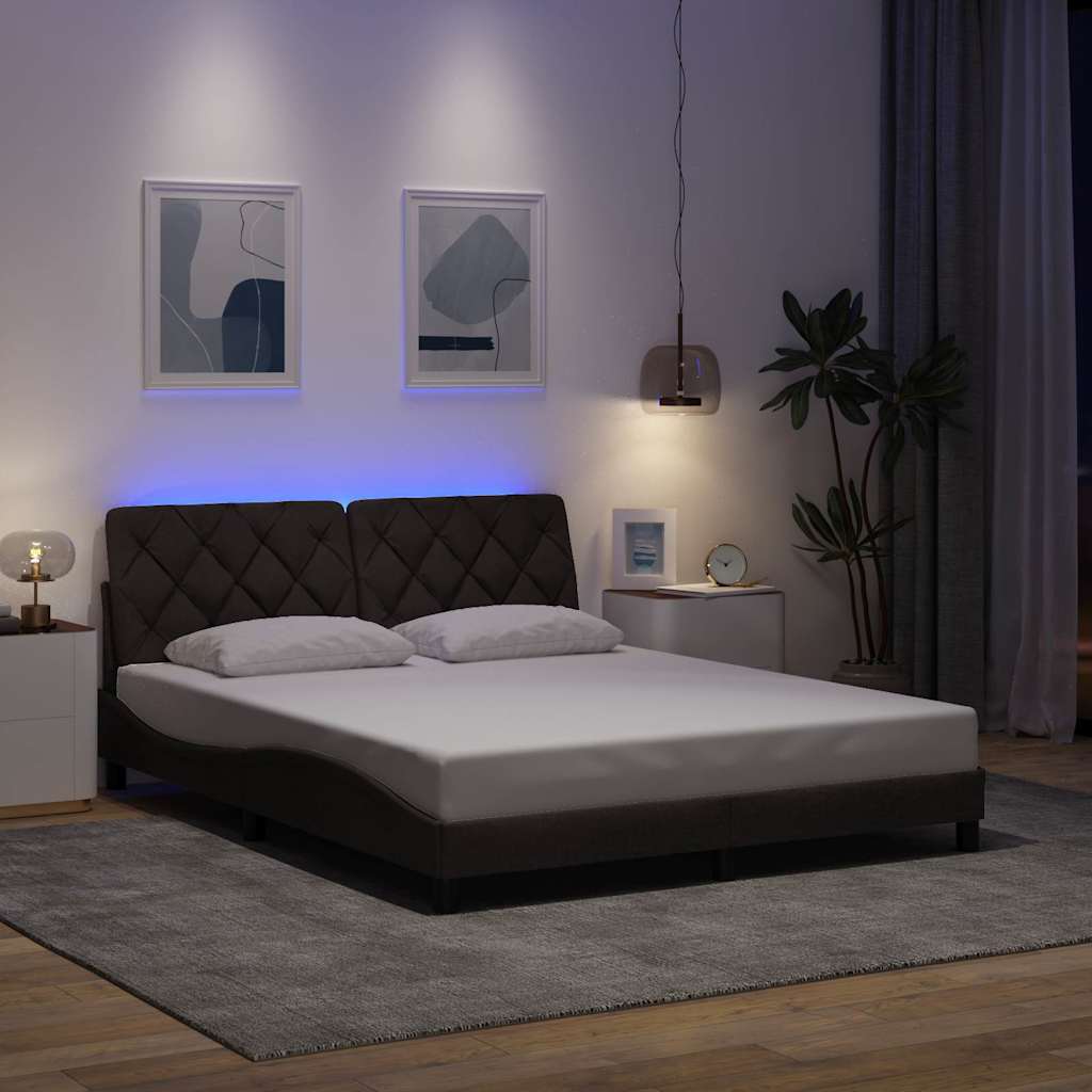 Cadre De Lit Avec Led Sans Matelas Tissu