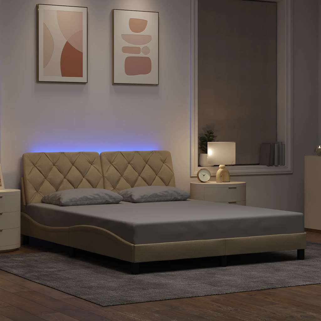 Cadre De Lit Avec Led Sans Matelas Tissu