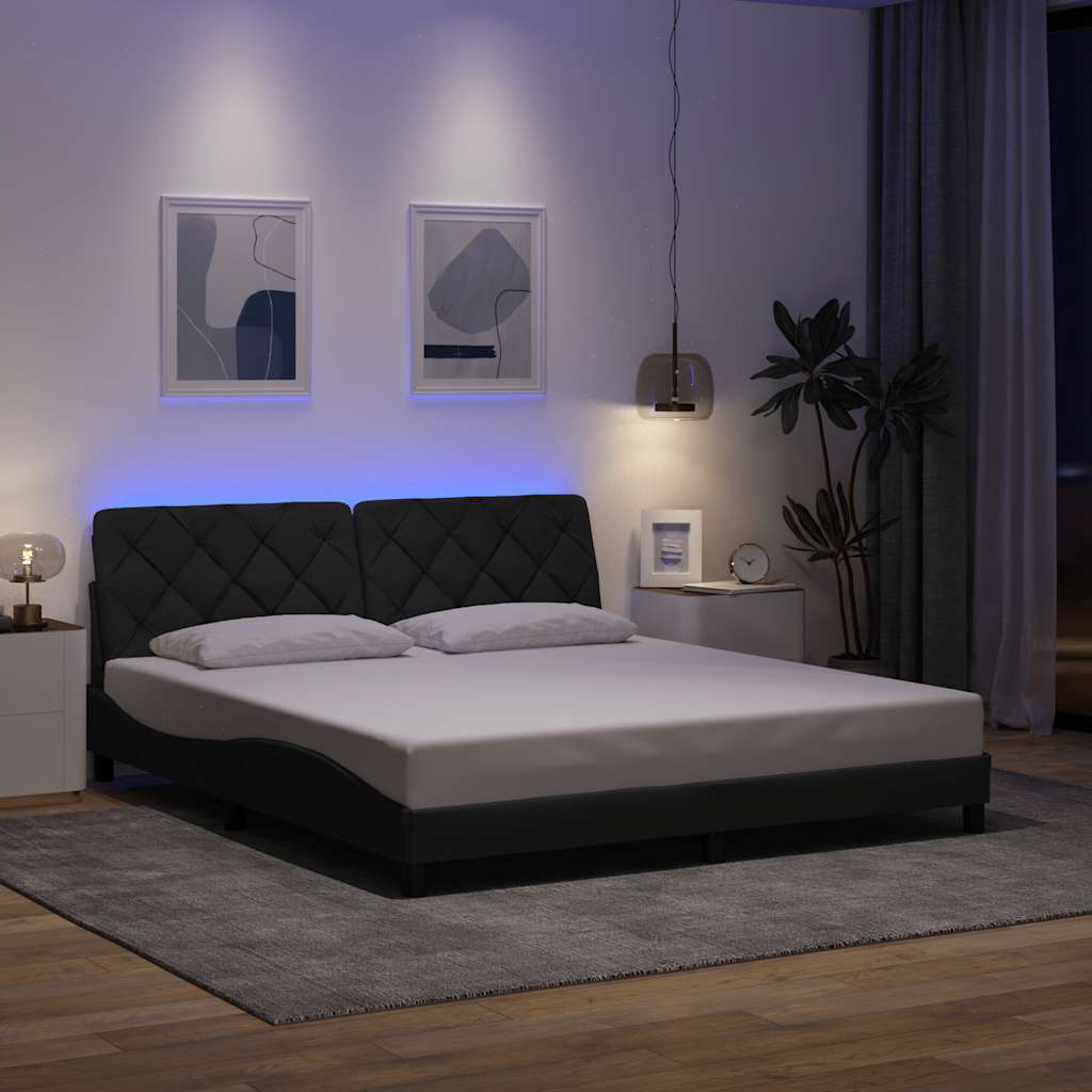 Cadre De Lit Avec Led Sans Matelas Tissu
