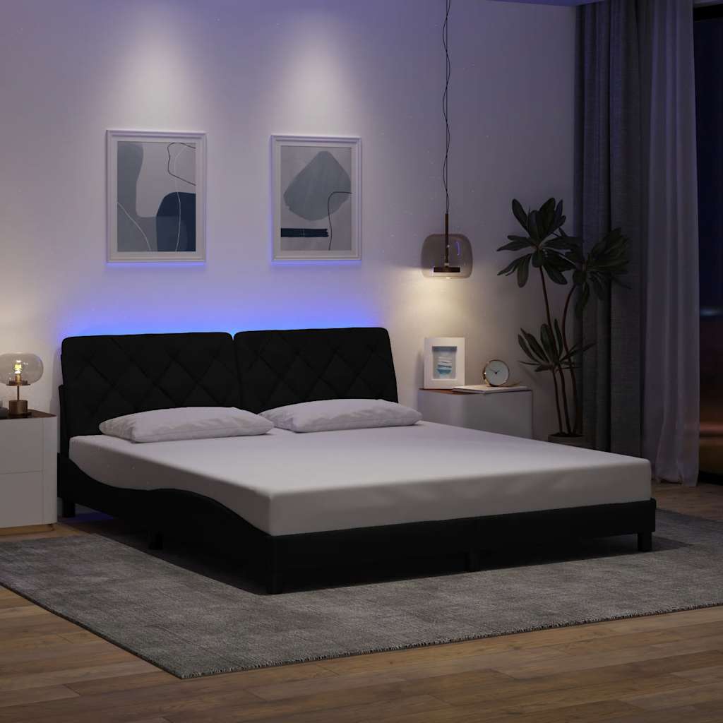 Cadre De Lit Avec Led Sans Matelas Tissu