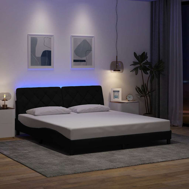 Cadre De Lit Avec Led Sans Matelas Tissu