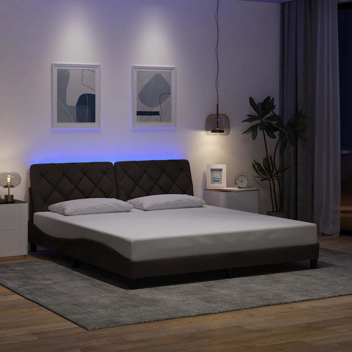 Cadre De Lit Avec Led Sans Matelas Tissu