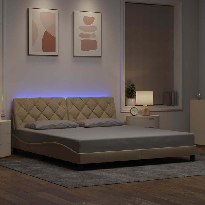 Cadre De Lit Avec Led Sans Matelas Tissu