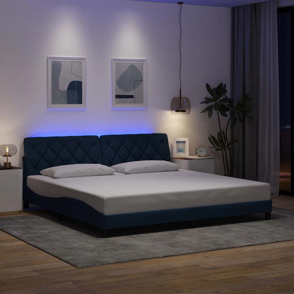 Cadre De Lit Avec Led Sans Matelas Tissu