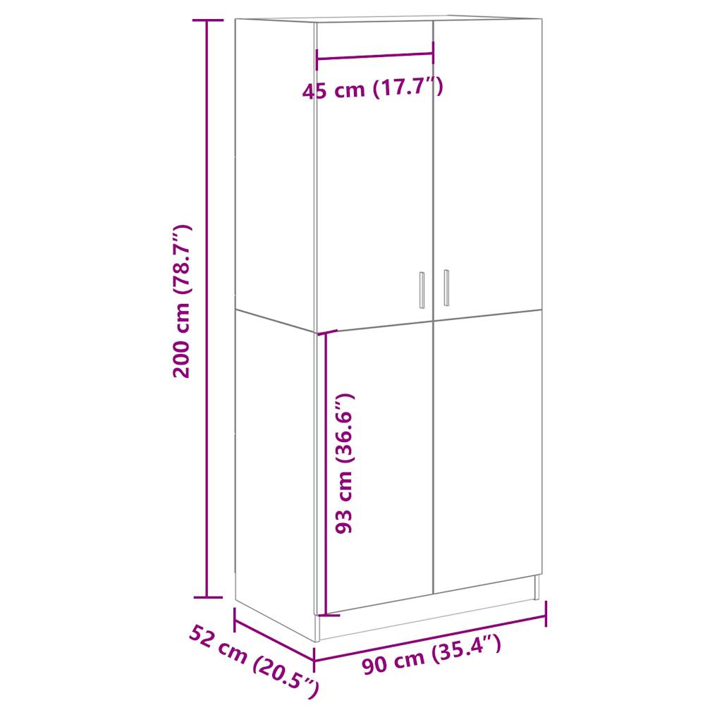 Garde-Robe 90X52X200 Cm Bois D'ingénierie