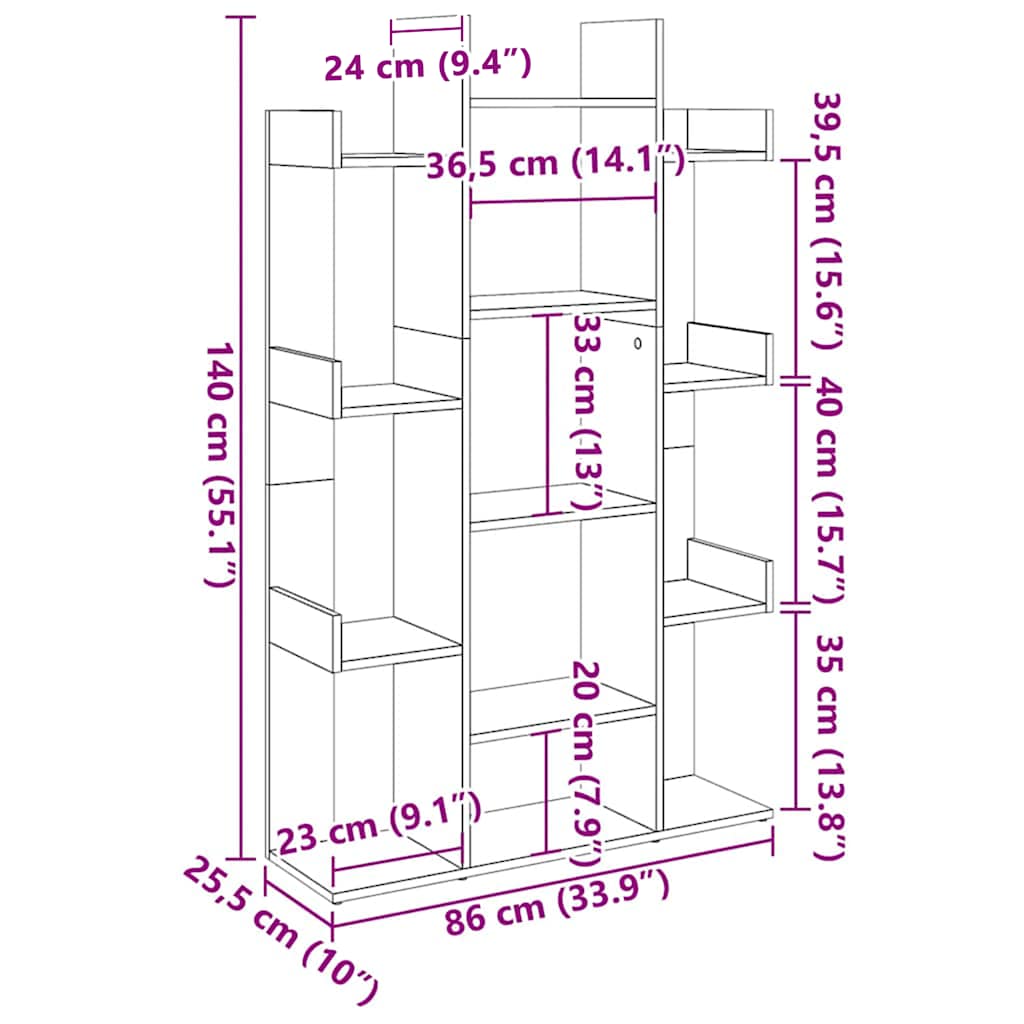 Bibliothèque 86X25,5X140 Cm Bois D'ingénierie