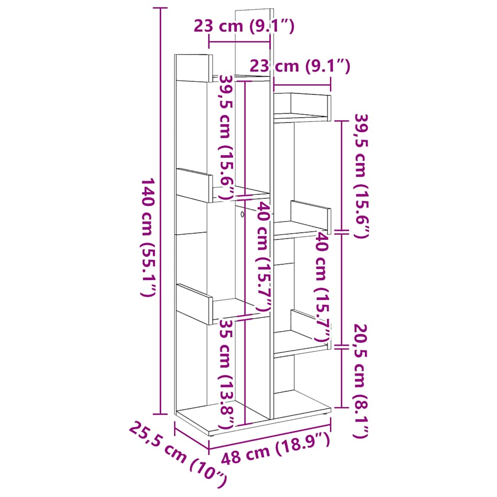 Bibliothèque 48X25,5X140 Cm Bois D'ingénierie