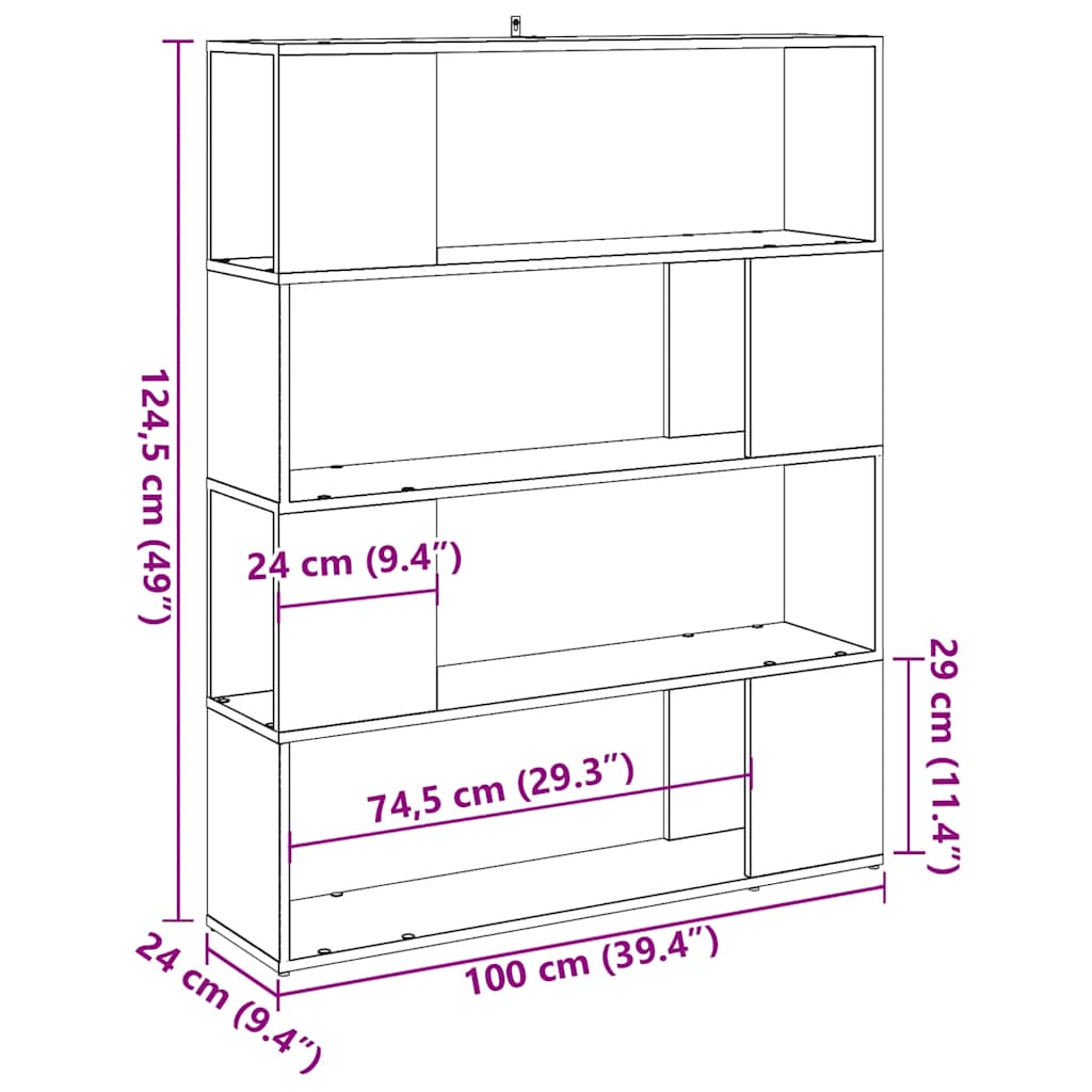 Bibliothèque/Séparateur De Pièce 100X24X124,5Cm Chêne Artisanal