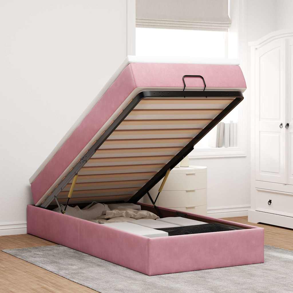 Cadre De Lit Ottoman Avec Matelas Velours