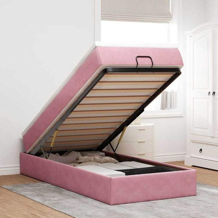 Cadre De Lit Ottoman Avec Matelas Velours