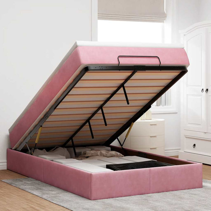 Cadre De Lit Ottoman Avec Matelas Velours
