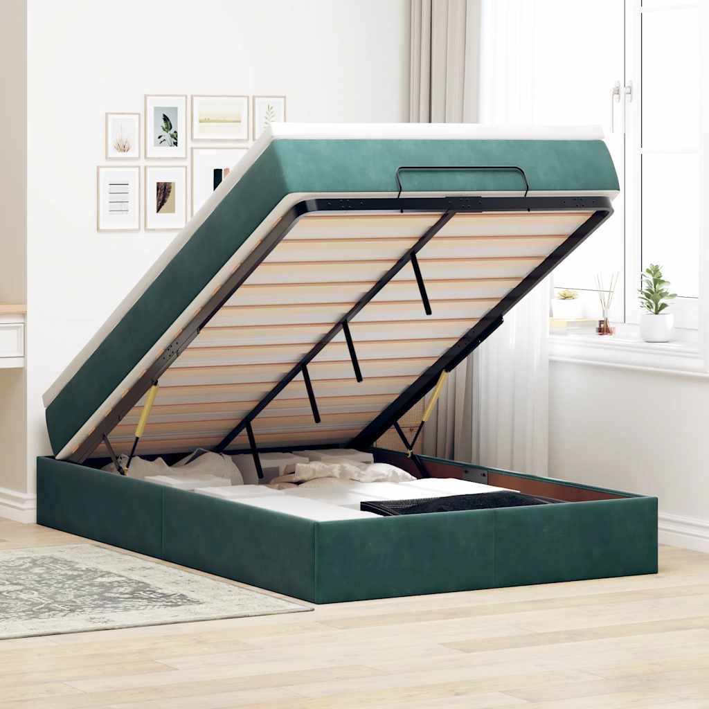 Cadre De Lit Ottoman Avec Matelas Velours