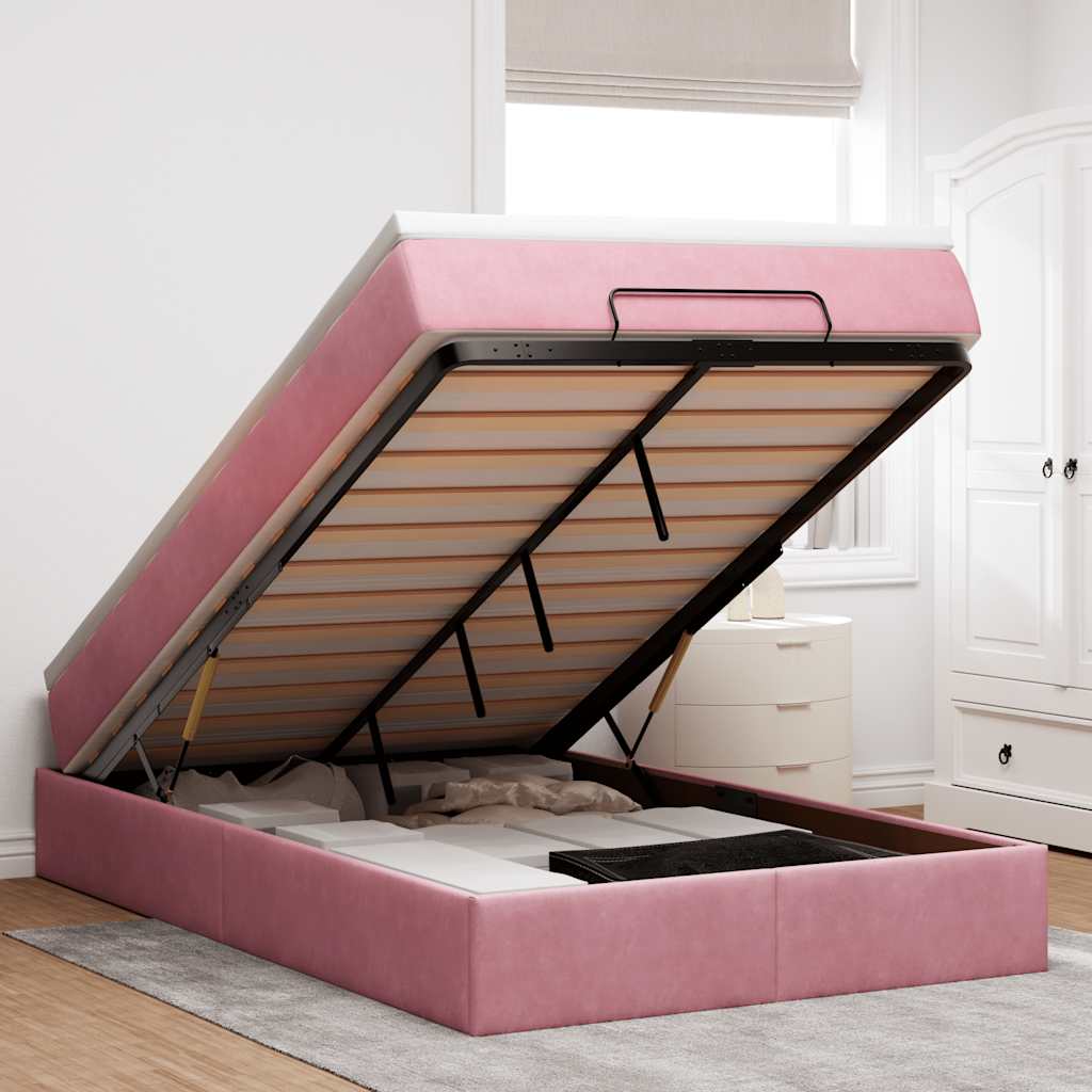 Cadre De Lit Ottoman Avec Matelas Velours
