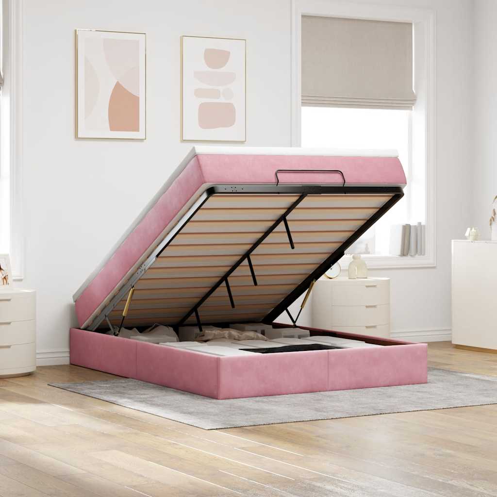 Cadre De Lit Ottoman Avec Matelas Velours