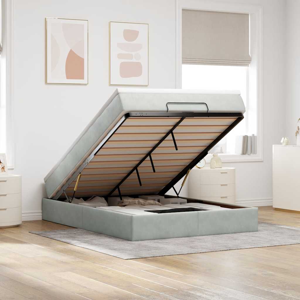 Cadre De Lit Ottoman Avec Matelas Velours