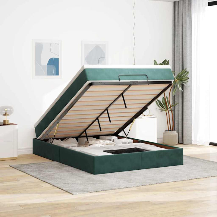 Cadre De Lit Ottoman Avec Matelas Velours
