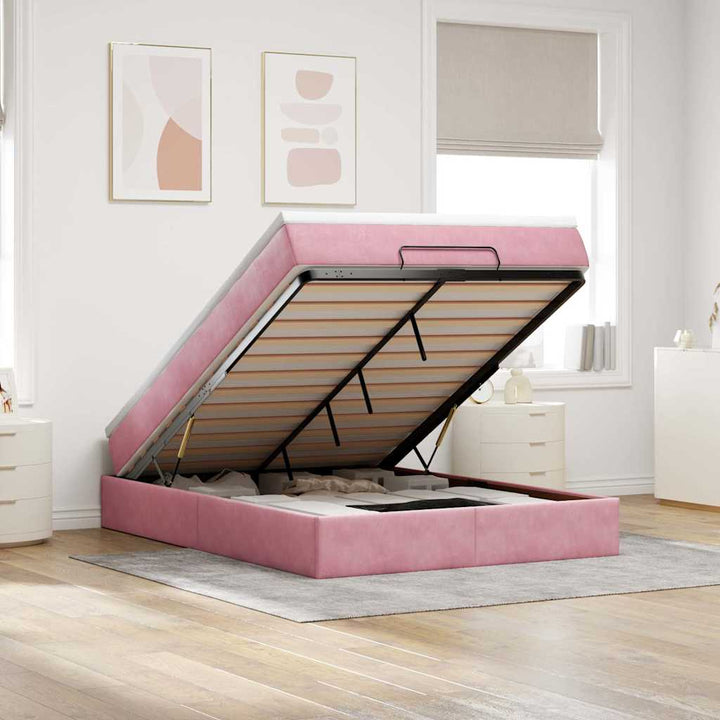 Cadre De Lit Ottoman Avec Matelas Velours