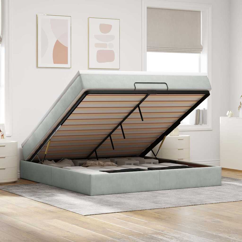 Cadre De Lit Ottoman Avec Matelas Velours