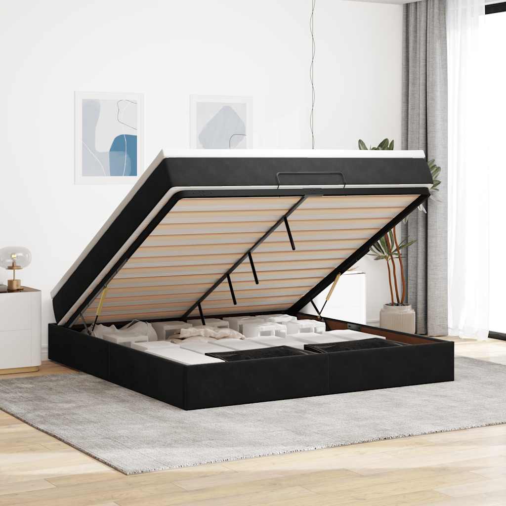 Cadre De Lit Ottoman Avec Matelas Velours