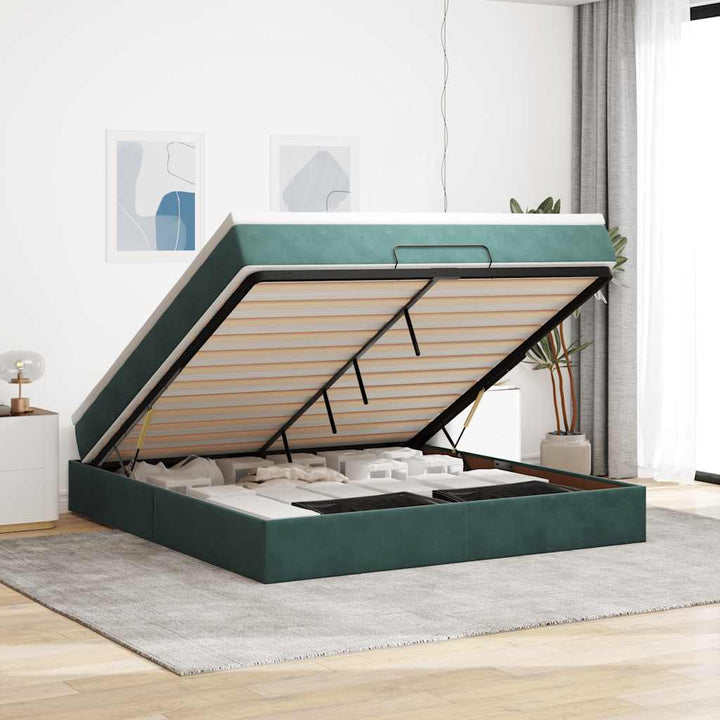 Cadre De Lit Ottoman Avec Matelas Velours