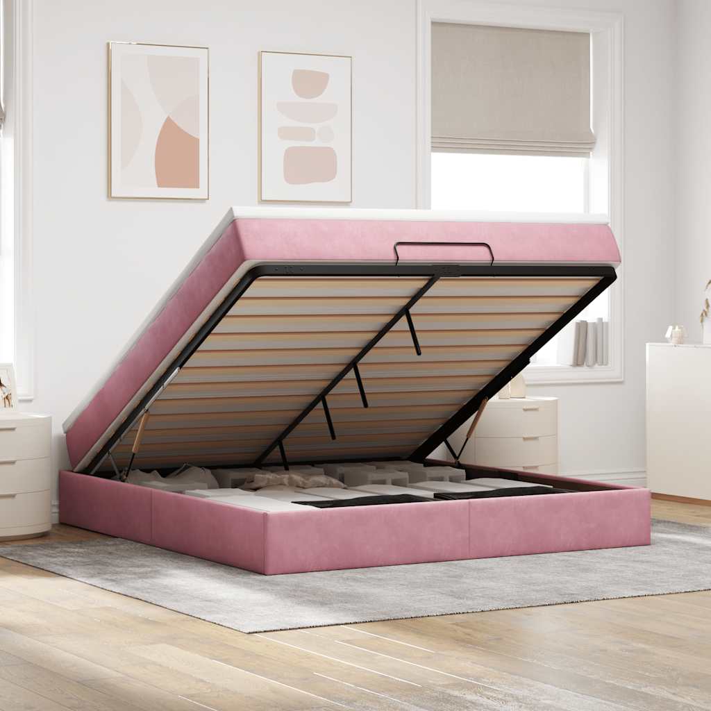 Cadre De Lit Ottoman Avec Matelas Velours