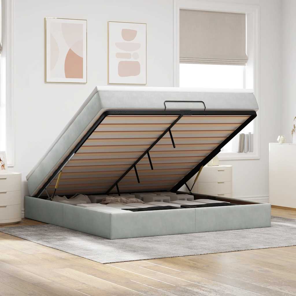 Cadre De Lit Ottoman Avec Matelas Velours