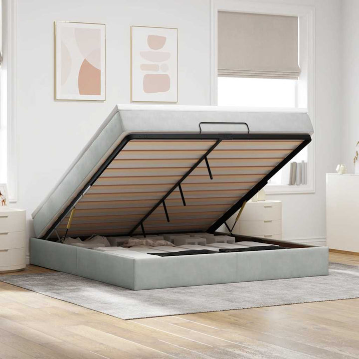 Cadre De Lit Ottoman Avec Matelas Velours