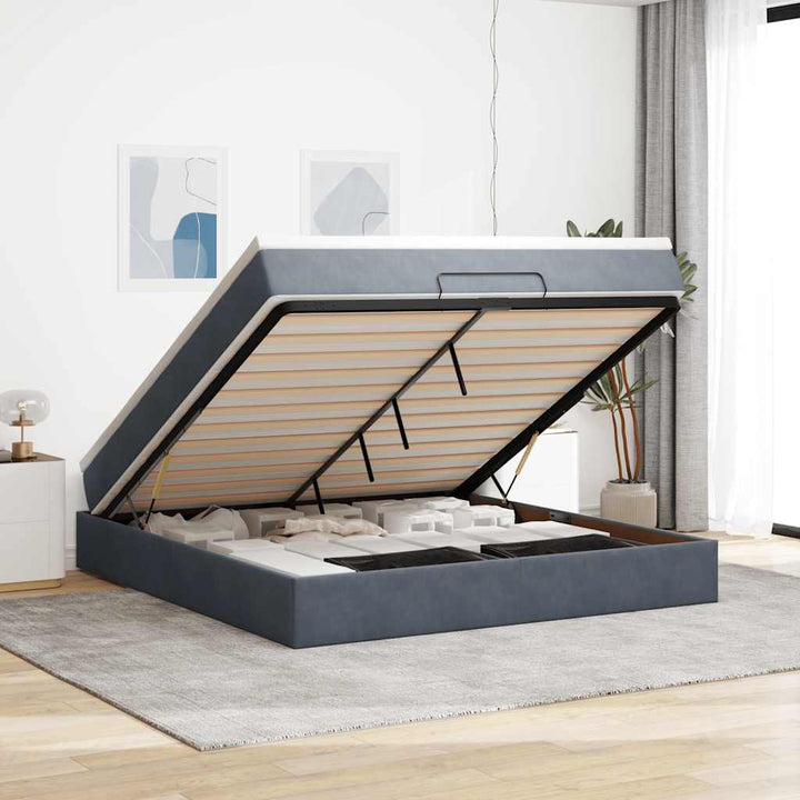 Cadre De Lit Ottoman Avec Matelas Velours