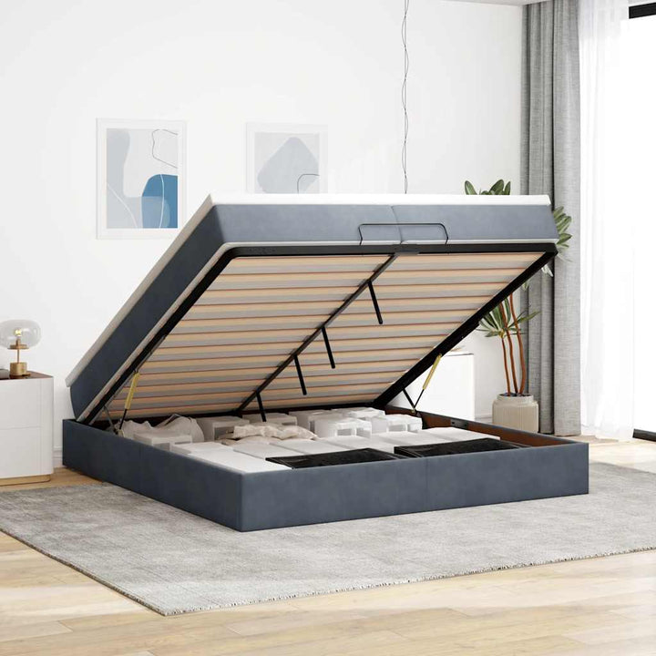 Cadre De Lit Ottoman Avec Matelas Velours