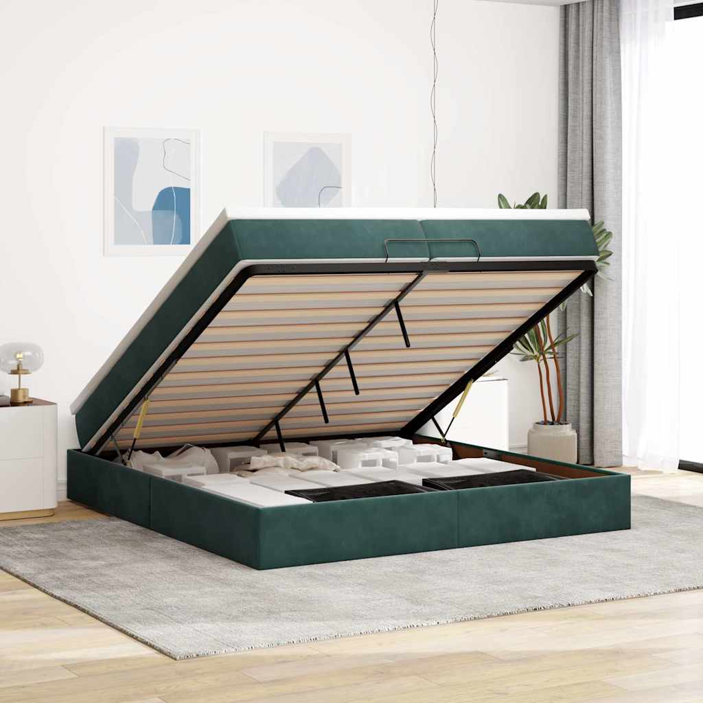 Cadre De Lit Ottoman Avec Matelas Velours