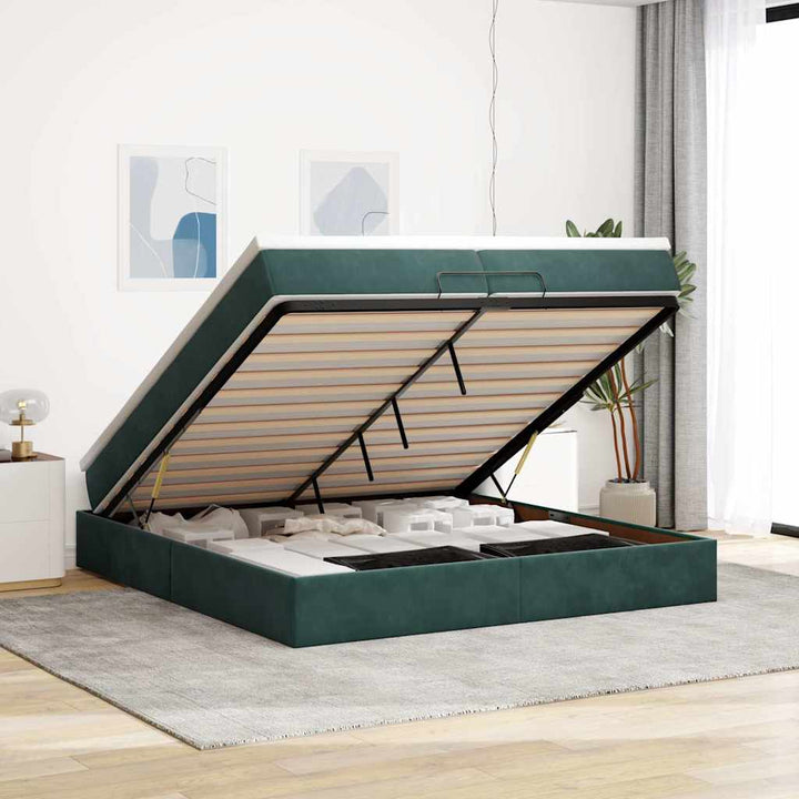 Cadre De Lit Ottoman Avec Matelas Velours