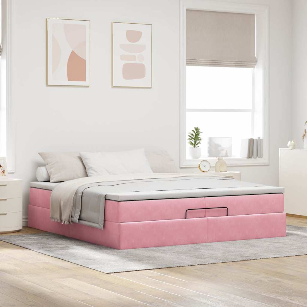Cadre De Lit Ottoman Avec Matelas Velours