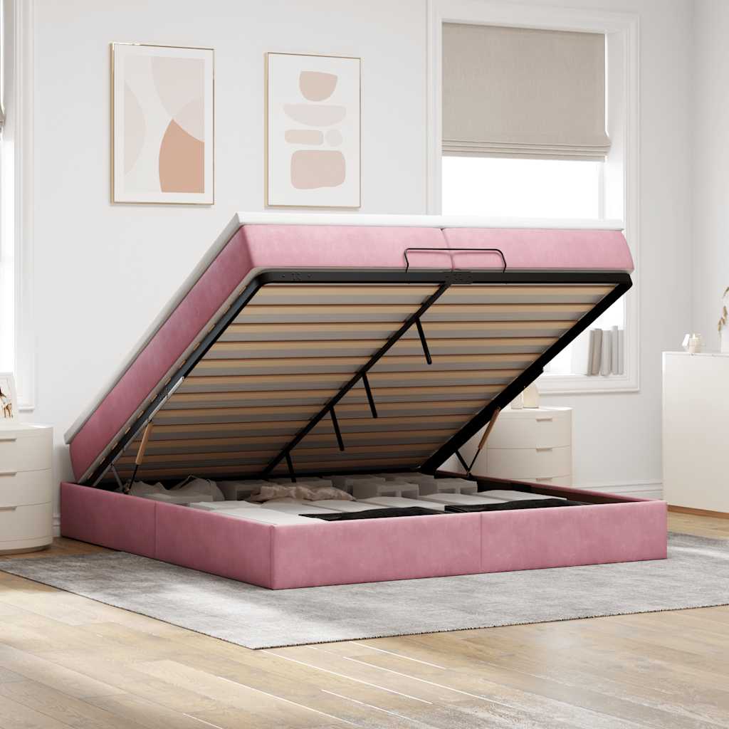 Cadre De Lit Ottoman Avec Matelas Velours