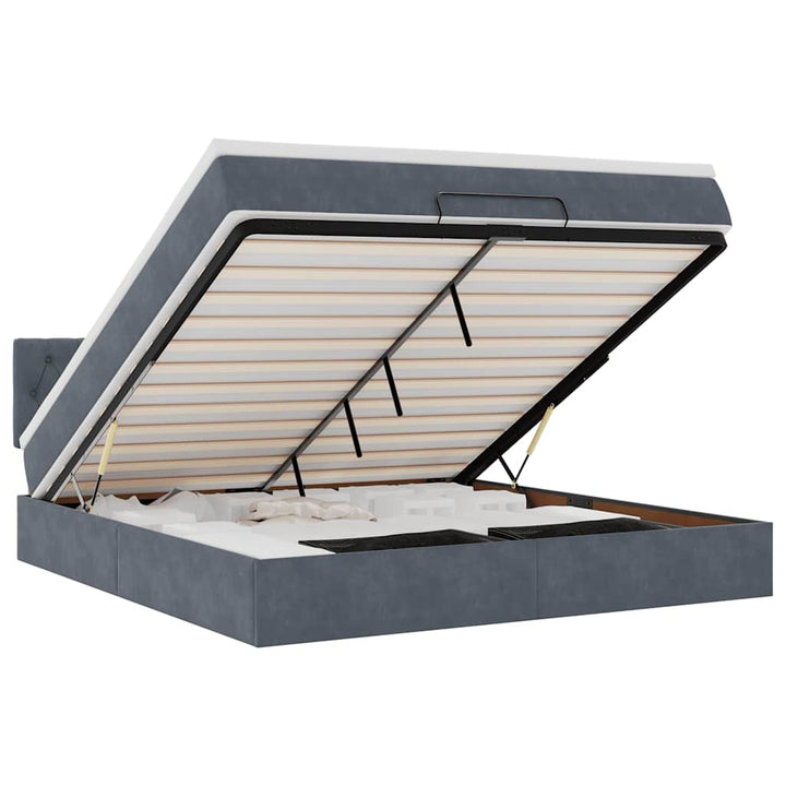 Cadre De Lit Ottoman Avec Matelas Velours Gris Foncé