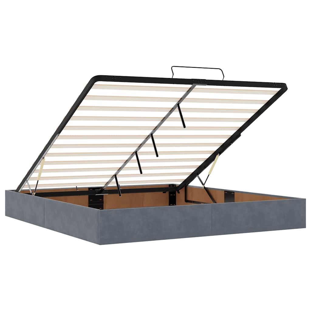 Cadre De Lit Ottoman Avec Matelas Velours Gris Foncé