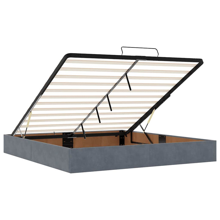Cadre De Lit Ottoman Avec Matelas Velours Gris Foncé