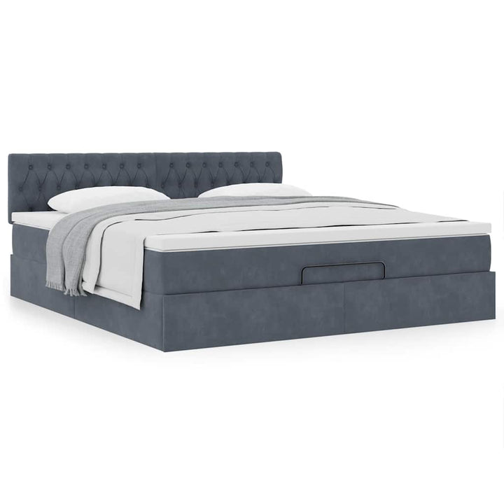 Cadre De Lit Ottoman Avec Matelas Velours Gris Foncé