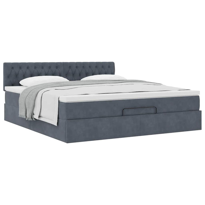 Cadre De Lit Ottoman Avec Matelas Velours Gris Foncé