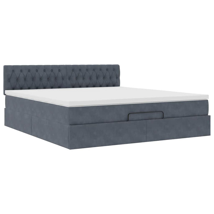 Cadre De Lit Ottoman Avec Matelas Velours Gris Foncé
